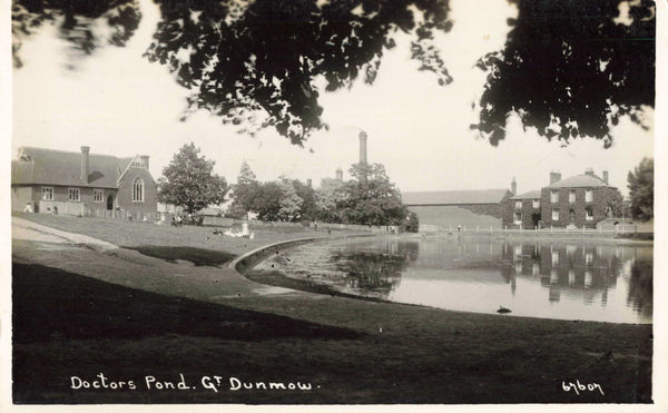 Old postcard of Doctors Pond, Great Dunmow