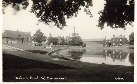 Old postcard of Doctors Pond, Great Dunmow