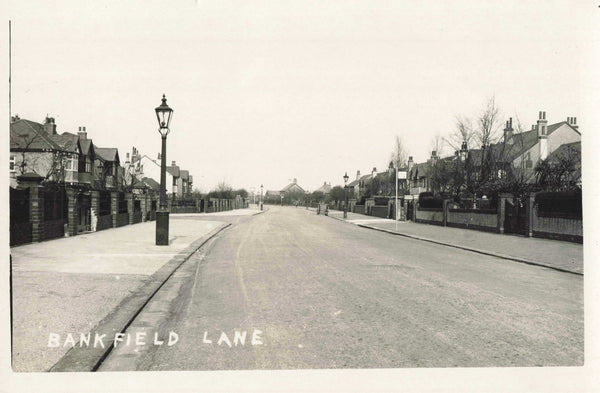 Old real photo postcard of Bankfield Lane, Churchtown, Southport