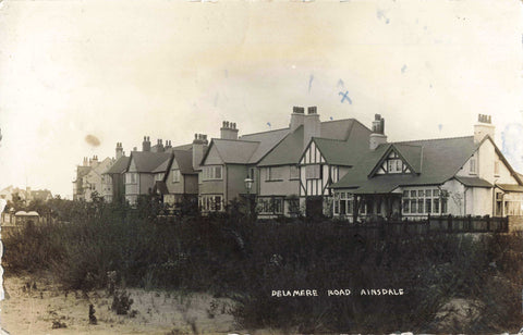 Old real photo postcard of Delamere Road, Ainsdale, Southport