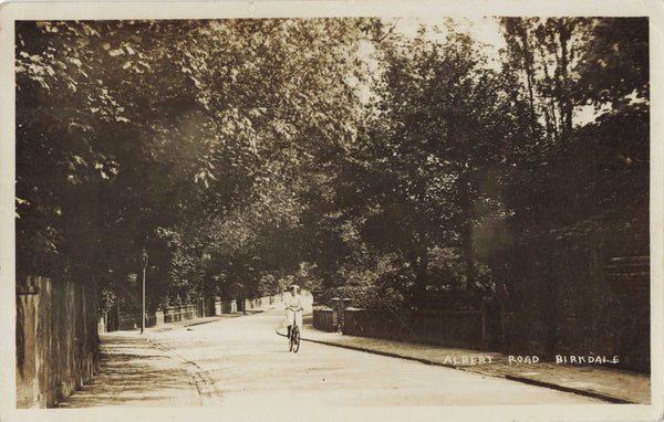 Old real photo postcard of Albert Road, Birkdale, Southport