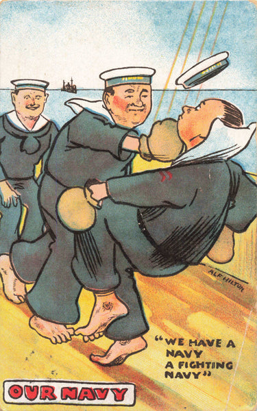 OUR NAVY, OLD COMIC POSTCARD POSTED 1908 (ref 6217/25)