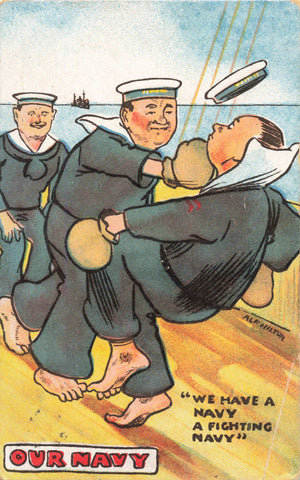 OUR NAVY, OLD COMIC POSTCARD POSTED 1908 (ref 6217/25)