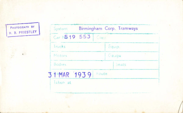 1939 PHOTOGRAPH OF TRAMS, BIRMINGHAM - NOT A POSTCARD (ref 5920/23)