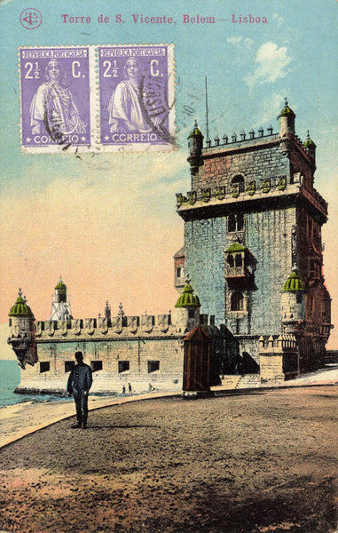 TORRE DE S VICENTE, BELEM, LISBOA 1919 PORTUGAL POSTCARD (ref 6753/24)