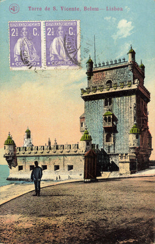 TORRE DE S VICENTE, BELEM, LISBOA 1919 PORTUGAL POSTCARD (ref 6753/24)