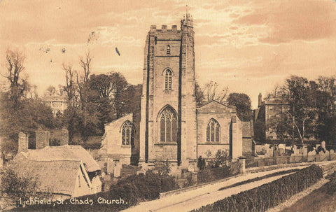 Old postcard of St Chad's Church, Lichfield, Staffordshire