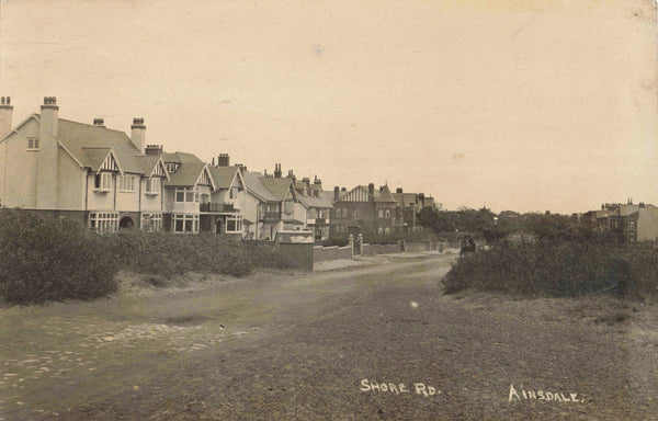 Old real photo postcard of Shore Road, Ainsdale, nr Southport