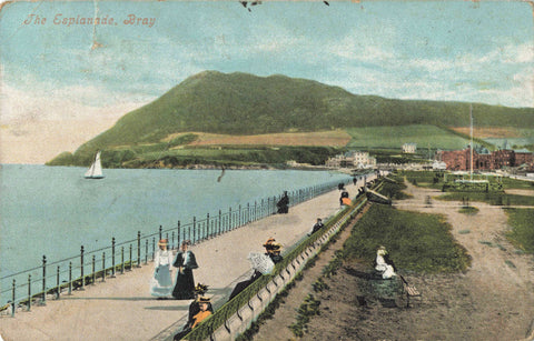 Old postcard of The Esplanade, Bray in Co Wicklow, Ireland