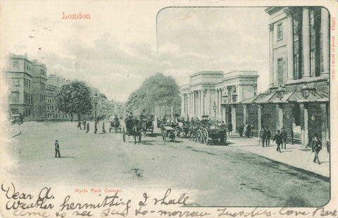 c1902 postcard of Hyde Park Corner, London