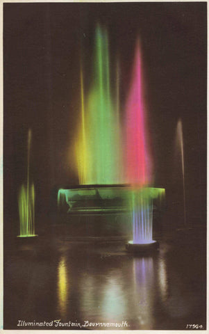 ILLUMINATED FOUNTAIN, BOURNEMOUTH - OLD POSTCARD