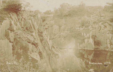 Early 1900s real photo postcard of Slate Pit, Swithland in Leicestershire