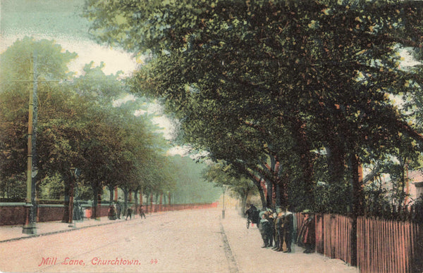 Early 1900s postcard of Mill Lane, Churchtown, nr Southport