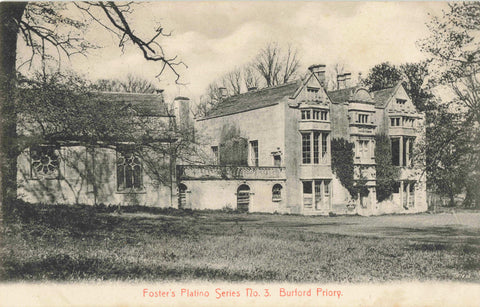 Old postcard of Burford Priory in Oxfordshire