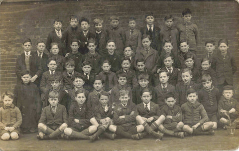Old real photo postcard of unidentified school children - Atherstone?