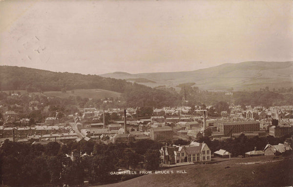 Early 1900s real photo postcard of Galashiels from Bruce's Hill