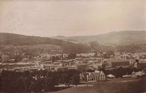 Early 1900s real photo postcard of Galashiels from Bruce's Hill
