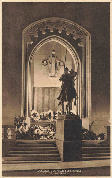 1920s real photo postcard of Galashiels War Memorial, "Angel of Peace"