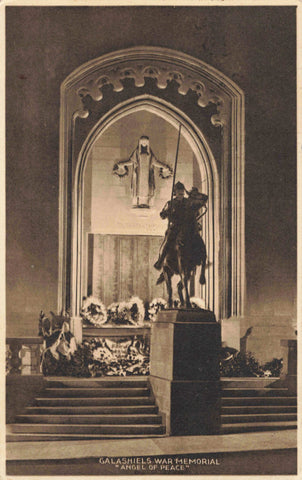 1920s real photo postcard of Galashiels War Memorial, "Angel of Peace"