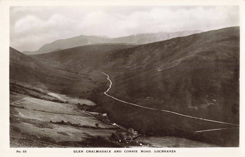 Old real photo postcard of Glen Chalmadale & Corrie Road, Lochranza, Arran