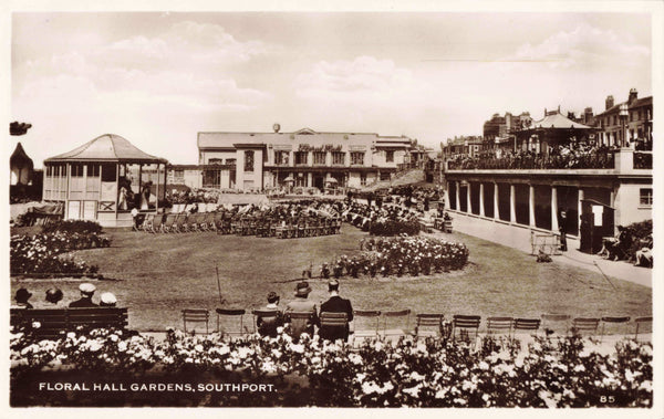 Old postcard of Floral Hall Gardens, Southport