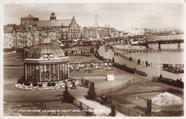 1940s postcard of Promenade Gardens, West End, Morecambe