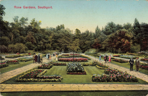 Early 1930s postcard of Rose Gardens, Southport in Lancashire