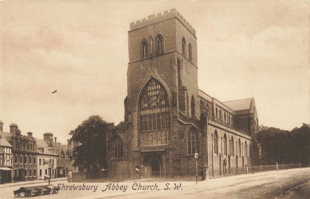 Old postcard of Shrewsbury Abbey Church