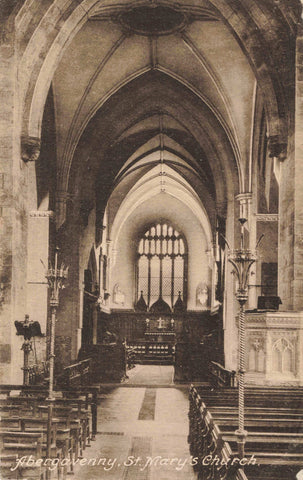 ABERGAVENNY, ST MARY'S CHURCH EARLY 1920s POSTCARD