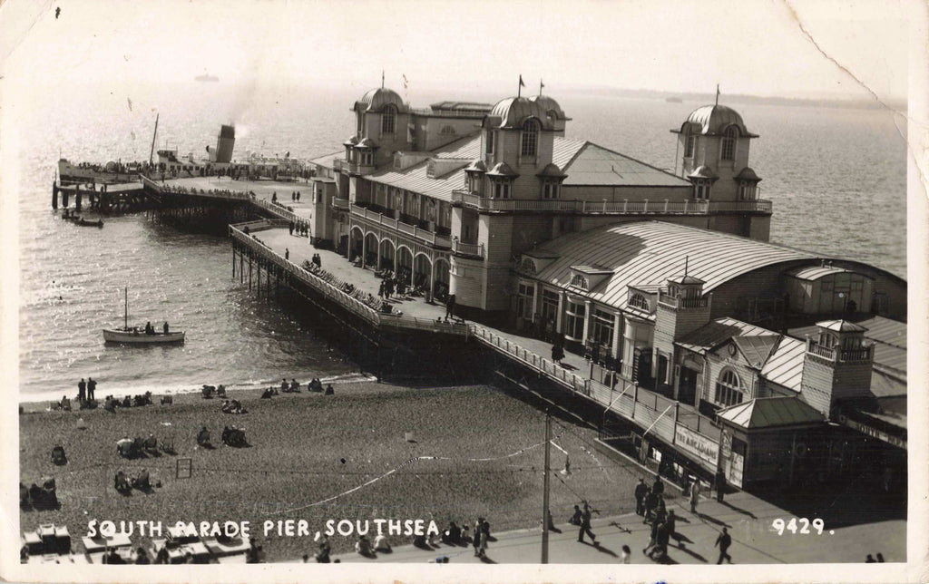 Old real photo postcard of South Parade Pier, Southsea