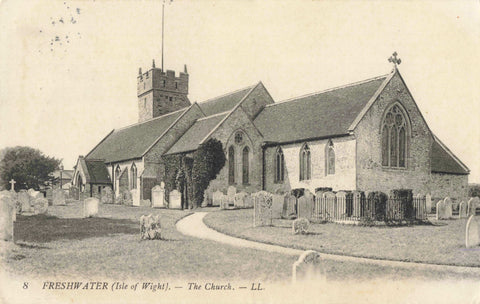FRESHWATER, ISLE OF WIGHT, THE CHURCH - LL POSTCARD, POSTMARK STATION (ref 2598/22)
