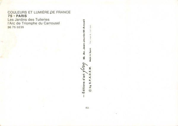 LES JARDINS DES TUILERIES, l'ARC DE TRIOMPHE, PARIS (ref 3466/22)