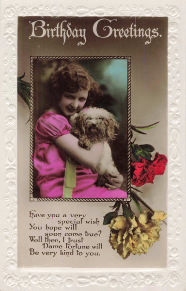 old real photo birthday greetings postcard