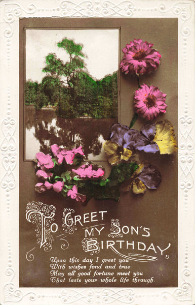 FIRST BIRTHDAY GREETINGS POSTCARD TO DENNIS FROM DADDY, 1928 (ref 5619/22)