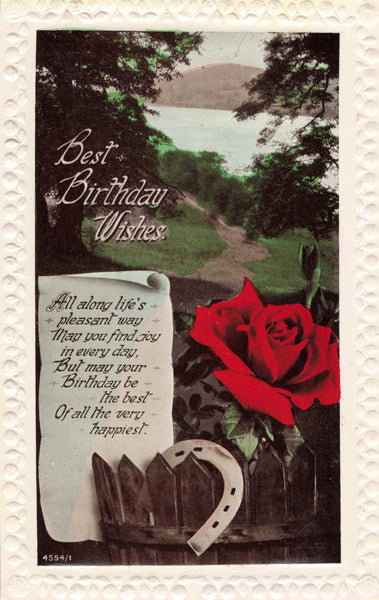 BEST BIRTHDAY WISHES, OLD POSTCARD TO DENNIS (ref 5637/22)