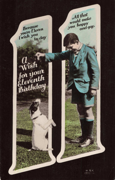 VINTAGE 11TH BIRTHDAY POSTCARD TO DENNIS (ref 5653/22)