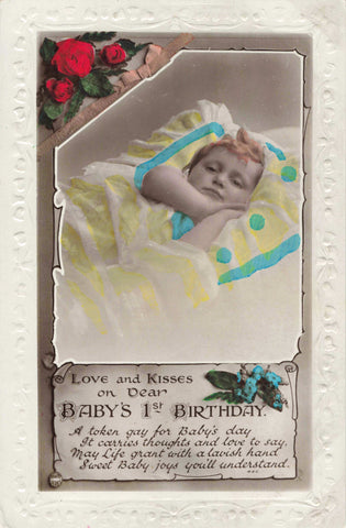 BABY'S FIRST BIRTHDAY GREETINGS POSTCARD TO DENNIS (ref 5652/22)