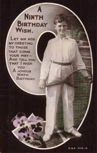 9TH BIRTHDAY - OLD GREETINGS REAL PHOTO POSTCARD TO DENNIS (ref 5526/22)