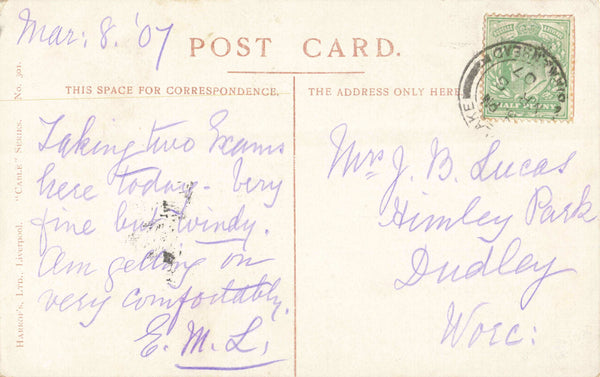 PROMENADE, HOYLAKE - 1907 WIRRAL POSTCARD (ref 5400/23)