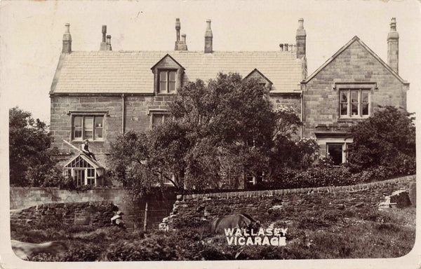 Old real photo postcard of Wallasey Vicarage in Wirral, Cheshire