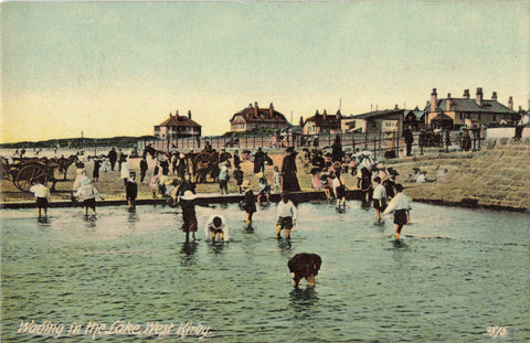 Old  postcard showing Wading in the Lake, West Kirby, Wirral