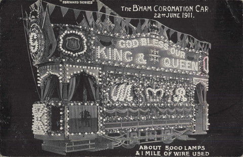 Old postcard of the Birmingham Coronation Car, 23 June 1911