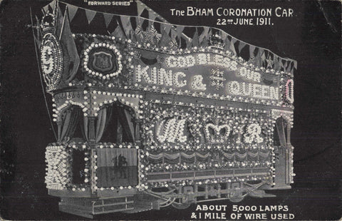 Old postcard of the Birmingham Coronation Car, 23 June 1911