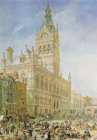 CHESTER TOWN HALL, FROM WATERCOLOUR PAINTING, POSTCARD