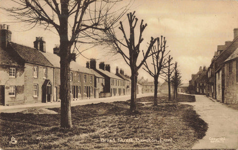 Old postcard of Broad Street, Bampton in Oxfordshire