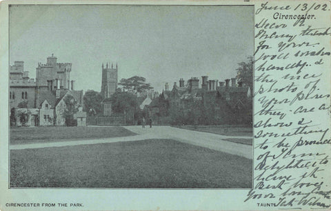 1902 postcard of Cirencester from the Park