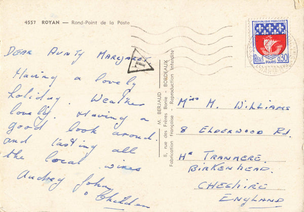 ROYAN, ROND-POINT DE LA POSTE, FRANCE - OLD POSTCARD (ref 3632/24)