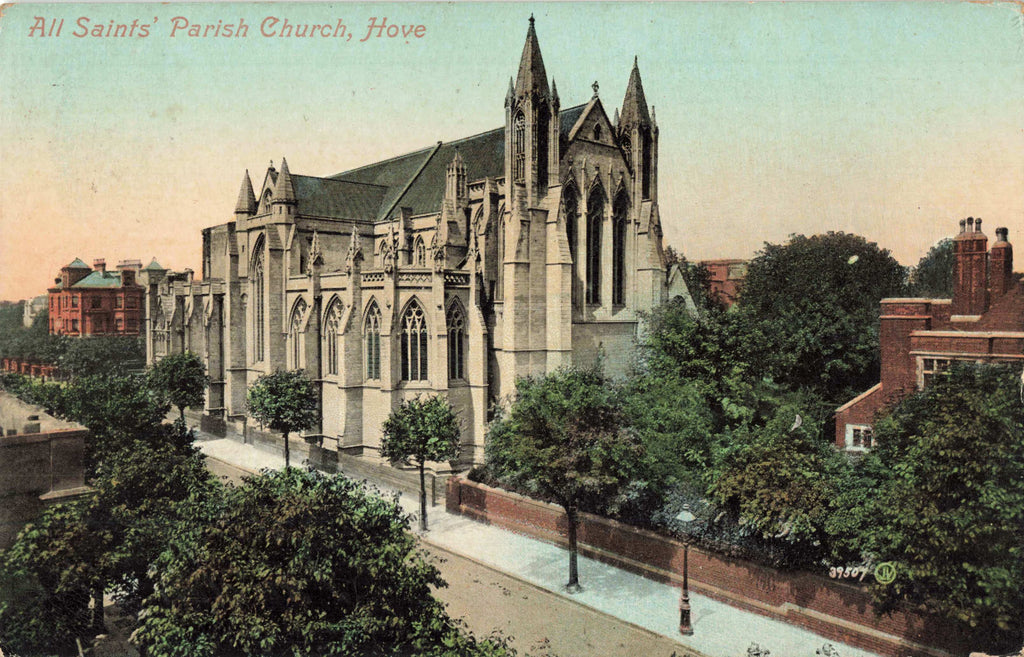 Old postcard of All Saints Parish Church, Hove in Sussex