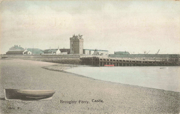 Old postcard of Broughty Ferry, Castle in Angus, Scotland