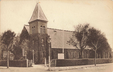 Old postcard of St Paul's Church in Clacton-on-Sea, Essex